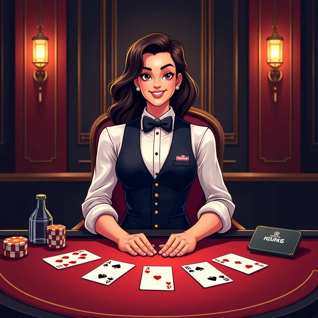 casibom live dealer cartoon illustration